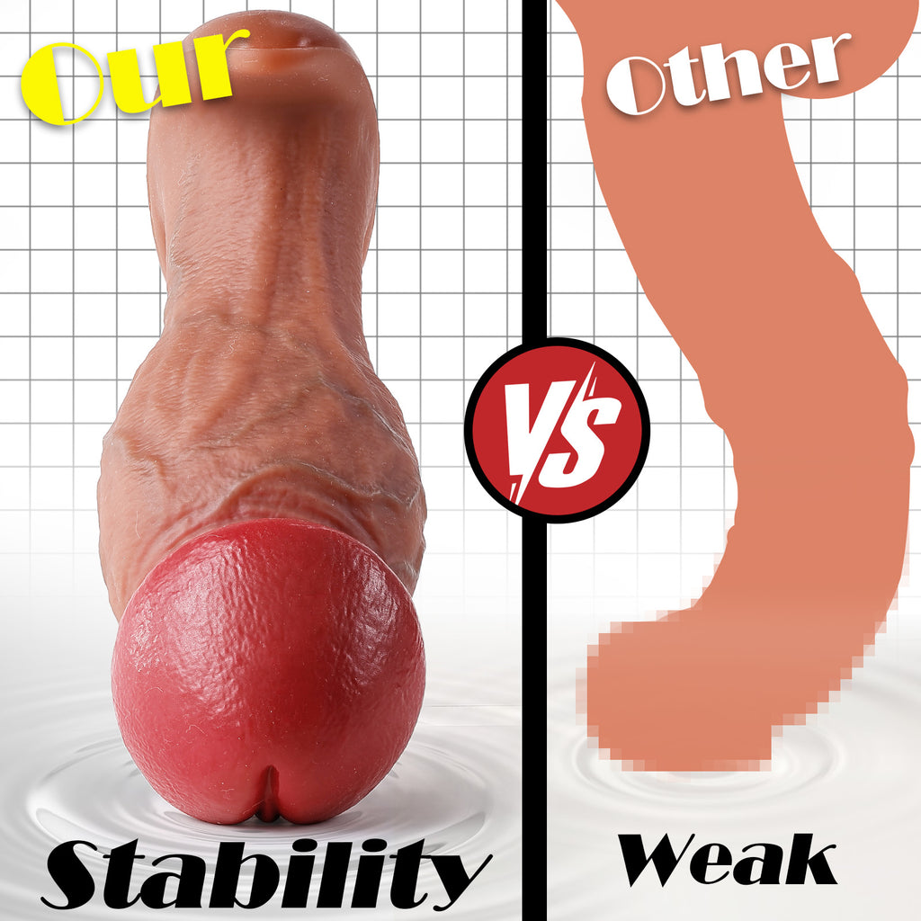 HX Realistic Liquid Silicone Dildo with Curved Shaft & Wide Base