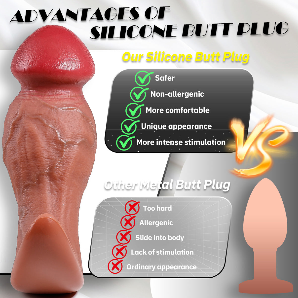 HX Realistic Liquid Silicone Dildo with Curved Shaft & Wide Base